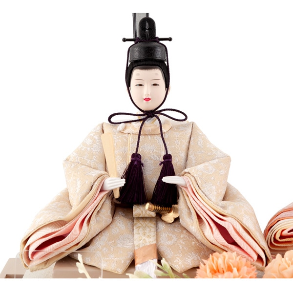 雛人形 コンパクト ひな人形 雛 ケース飾り 親王飾り フラワーリース アクリルケース モカ