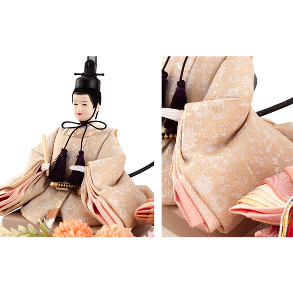 雛人形 コンパクト ひな人形 雛 ケース飾り 親王飾り フラワーリース アクリルケース モカ