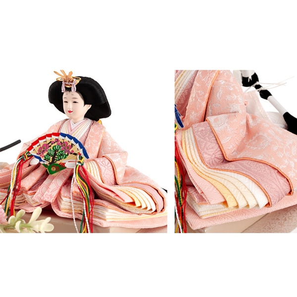 雛人形 コンパクト ひな人形 雛 ケース飾り 親王飾り フラワーリース アクリルケース モカ