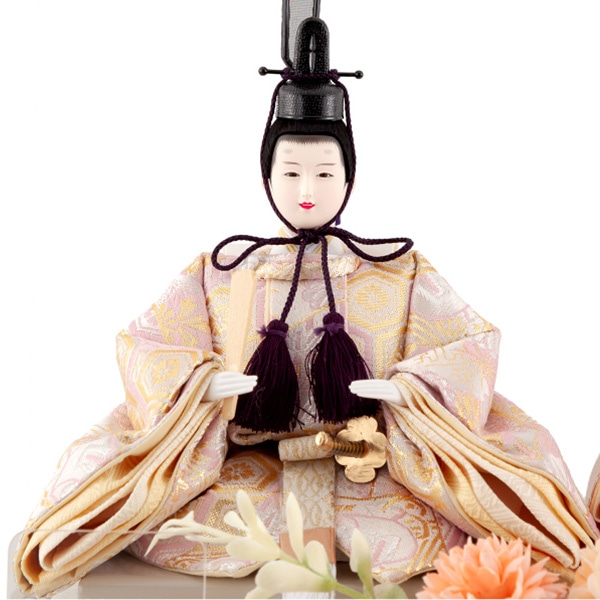 雛人形 コンパクト ひな人形 雛 ケース飾り 親王飾り フラワーリース アクリルケース アイボリー