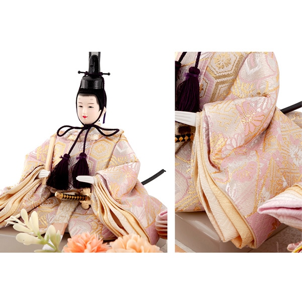 雛人形 コンパクト ひな人形 雛 ケース飾り 親王飾り フラワーリース アクリルケース アイボリー