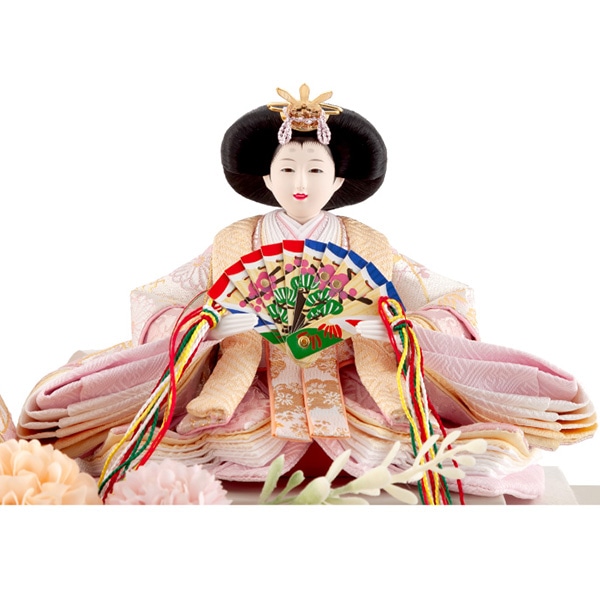 雛人形 コンパクト ひな人形 雛 ケース飾り 親王飾り フラワーリース アクリルケース アイボリー