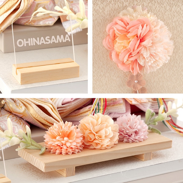 雛人形 コンパクト ひな人形 雛 ケース飾り 親王飾り フラワーリース アクリルケース アイボリー