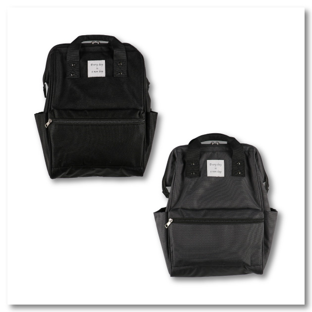 口枠マザーズリュック(ブラック・グレー)
